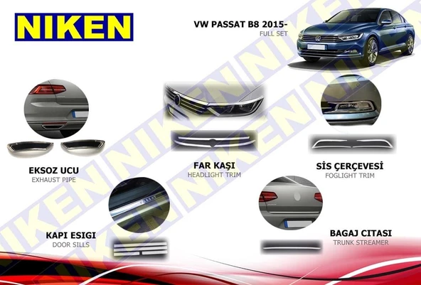 NİKEN Vw passat b8 krom nikelaj seti 12 parça 2015+ ürün görseli 1