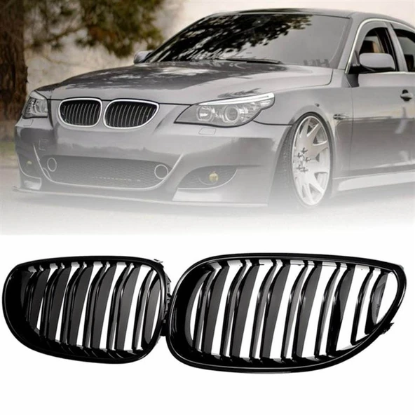 AUTOGP Bmw e60 m5 ön böbrek panjur piano black  2003 - 2009 çift tırnak ürün görseli 1