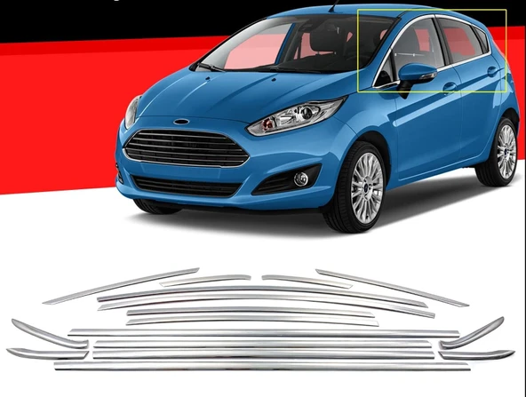 AUTOGP Ford fiesta cam çerçevesi kenar çıtası krom tamtur 2009 / 2017 16 parça ürün görseli 1