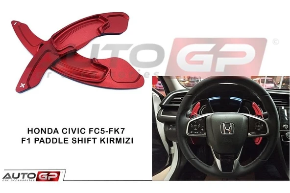 AUTOGP Honda civic fc5 uyumlu direksiyon f1 vites kulakçık paddle shift knob kırmızı ürün görseli 1