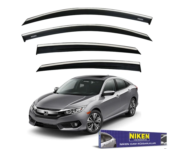 NİKEN Honda civic fc5 uyumlu cam rüzgarlığı kromlu 2016+ niken ürün görseli 1