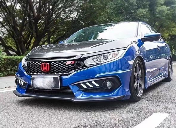 AUTOGP Honda civic fc5 uyumlu ön panjur ve far kaşları siyah si model 2016+ ürün görseli 1