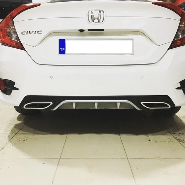 AUTOGP Honda civic fc5 uyumlu arka tampon difüzörü çift çıkış standart ürün görseli 1