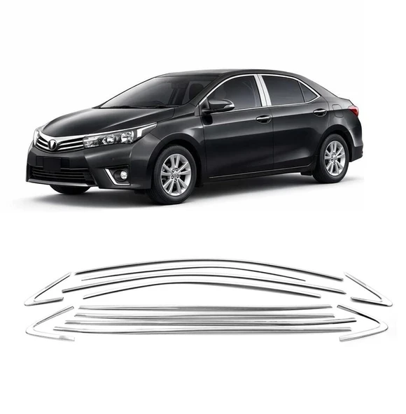 AUTOGP Toyota corolla cam çerçevesi kenar çıtası krom tamtur 2013 / 2019 14 parça ürün görseli 1