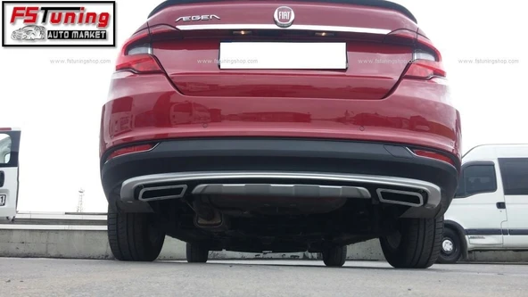 AUTOGP Fiat egea difüzör seti ön ve arka takım çift çıkış gri ürün görseli 1