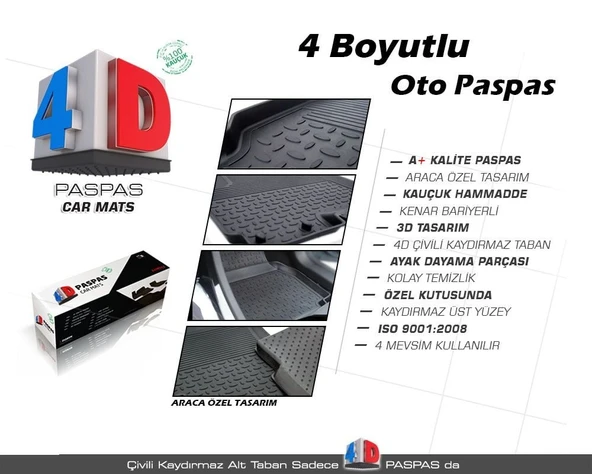 REFREF Vw touareg 4d havuzlu paspas kauçuk 2010+ - Resim 2