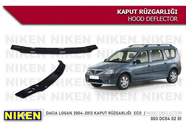 NİKEN Dacia logan kaput koruyucu rüzgarlığı deflektör 2004 / 2012 ürün görseli 1