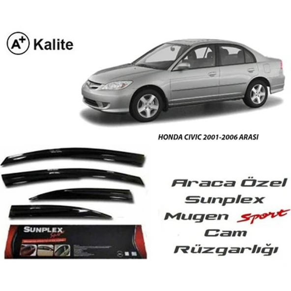 SUNPLEX Honda civic uyumlu cam rüzgarlığı 2001 / 2006 mugen tip sunplex ürün görseli 1