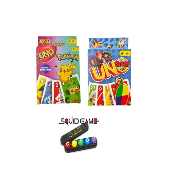 Squid Game 2 Gonggi 5 Taş Pokemon Uno ve Brawl Stars Uno Oyun Kartları ürün görseli 1