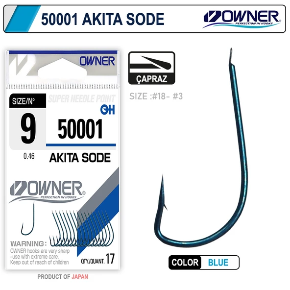 Owner 50001 Akita Sode Mavi Çapraz İnce Olta İğnesi ürün görseli 1