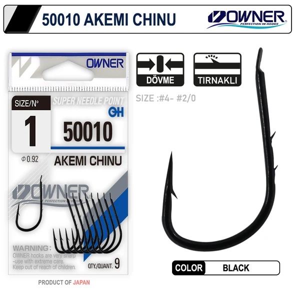 Owner 50010 Akemi Chinu Black Tırnaklı Olta İğnesi ürün görseli 1