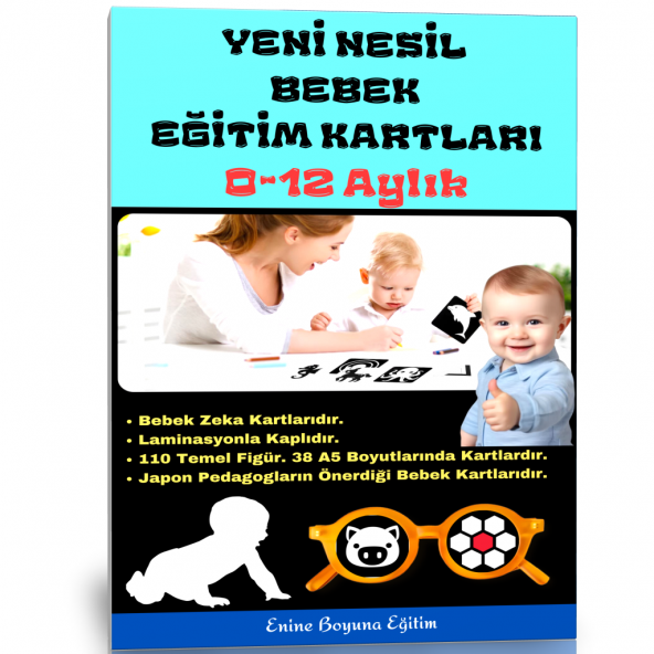Yeni Nesil Bebek Eğitim Zeka Kartları 0-12 AY (Bebek Zeka Kartları) ürün görseli 1