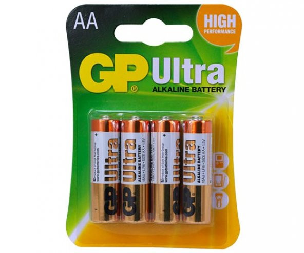 GP Ultra Alkalin AA LR6 İnce Kalem Pil G-Tech (4'Lü Paket) ürün görseli 1