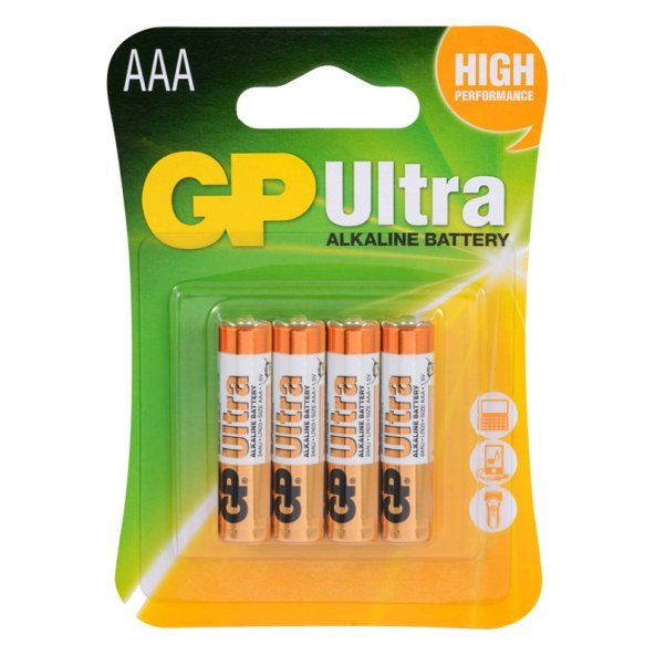 GP Ultra Alkalin AAA LR03 İnce Kalem Pil G-Tech (4'Lü Paket) ürün görseli 1
