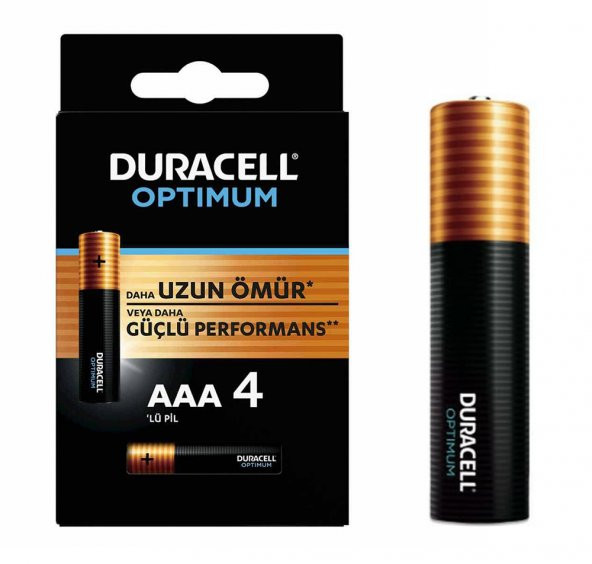 Duracell Optimum 1.5 Volt Alkalin AAA 4’Lü İnce Kalem Pil MX2400 ürün görseli 1