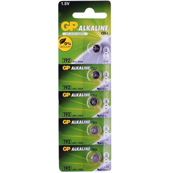 GP 192 1.5 Volt LR41 Alkalin Düğme Pil 5'Li ürün görseli 1