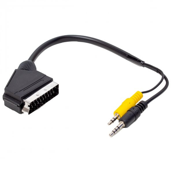 Uydu Alıcısı AV Kablo 3.5 Mm Stereo Erkek-Scart Kablo 35 Cm Uzun-Kısa Jack Bir Arada ürün görseli 1