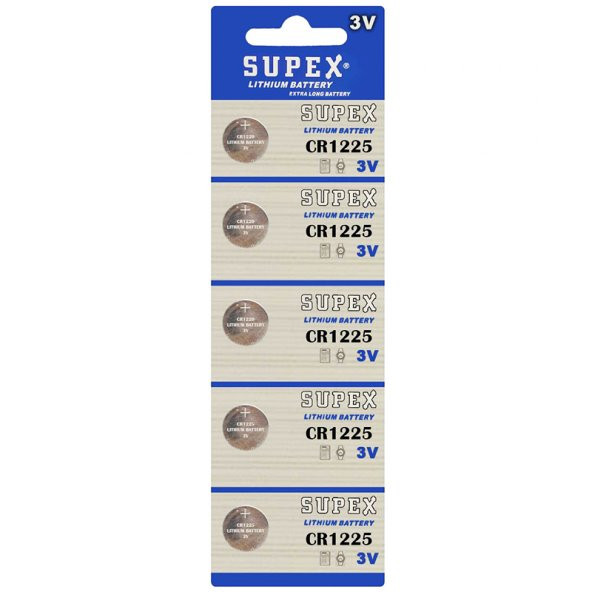 Supex CR1225 3 Volt Lityum Pil 5'Li Paket ürün görseli 1