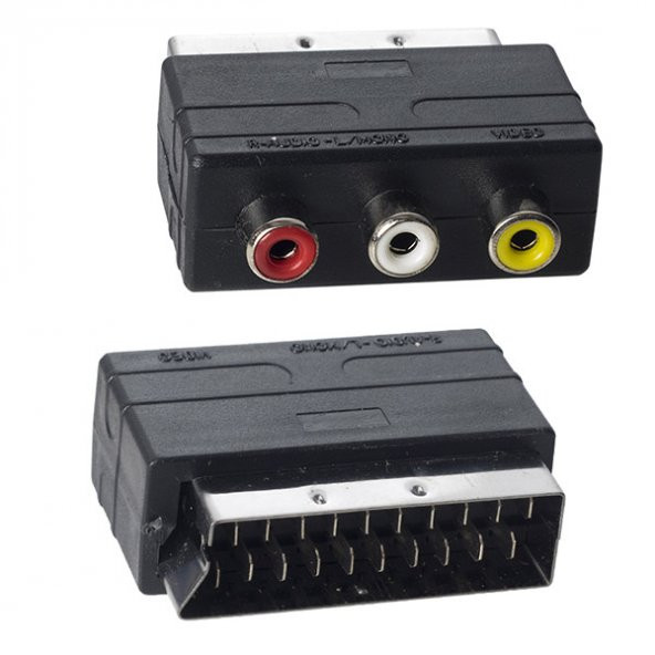 Powermaster PM-2067 Scart Erkek-Rca Dişi Ara Mini Adaptör ürün görseli 1