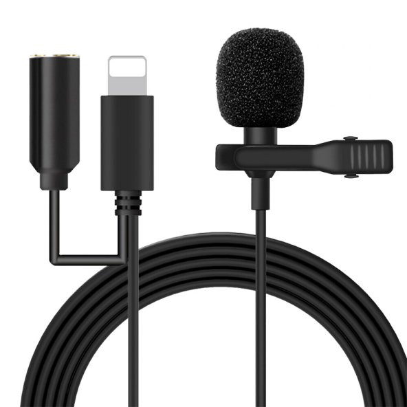 Powermaster JH-041-A Cep Telefonu İçin Ligthning Girişli Youtuber Yaka Mikrofonu ürün görseli 1