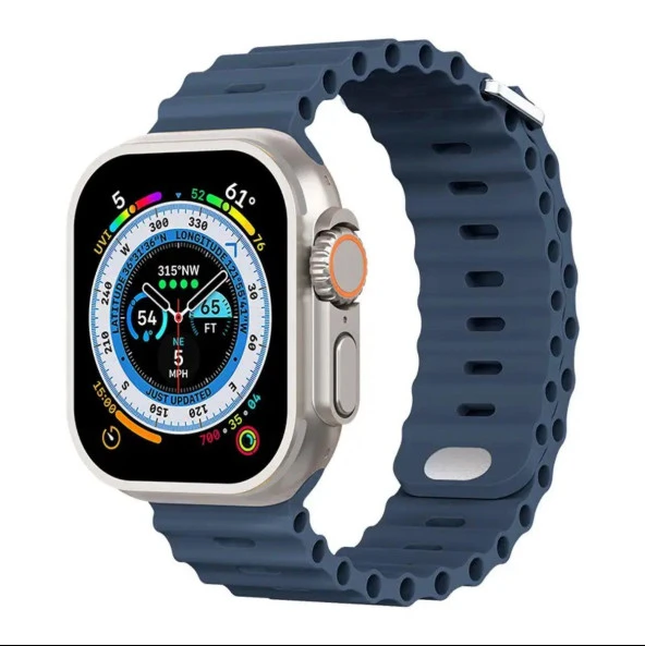Cosmostech Akıllı Saat Watch için Uyumlu 42MM 44MM 45MM 49MM 1/2/3/4/5/6/se/7/8/ultra Akıllı Saat Silikon Kordon ve Kayışı Deep Blue ürün görseli 1