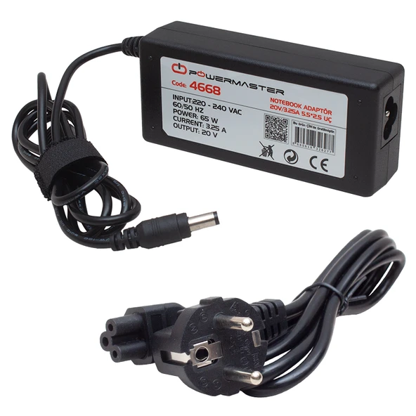 Powermaster PM-4668 20 Volt - 3.25 Amper 5.5*2.5 Mm Uçlu Adaptör (Lenovo Ibm Notebook) ürün görseli 1