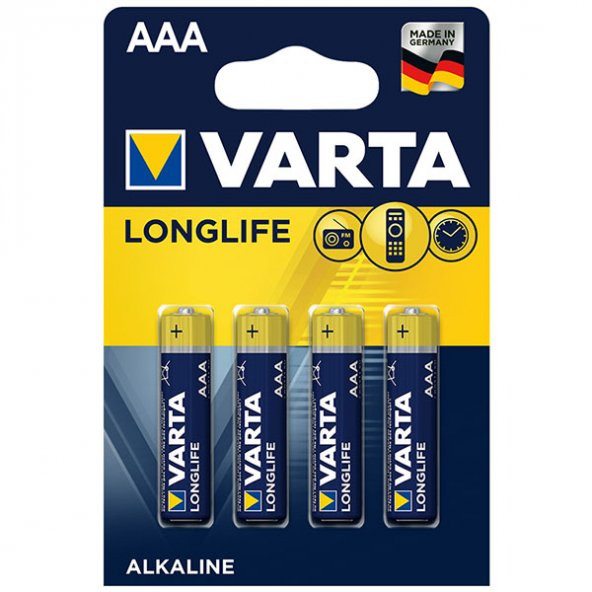 Varta Longlife Power Alkalin AAA Ince Kalem Pil 4'Lü Paket ürün görseli 1
