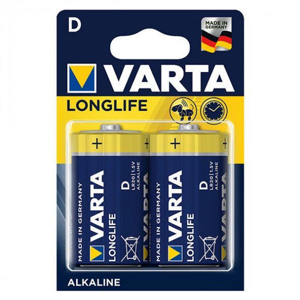 Varta Longlife Power Alkalin Orta Boy D Pil (2'Li Paket) ürün görseli 1