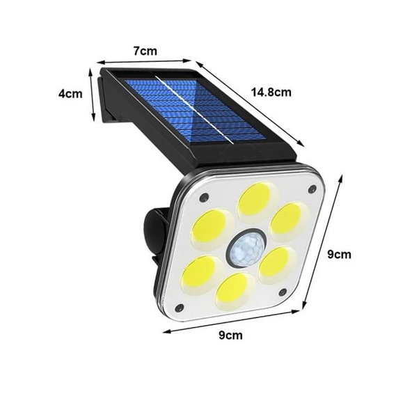 Powermaster LF-1750A 54 Cob Ledli 3 Modlu Sensörlü Solar Duvar Lambası - Resim 9