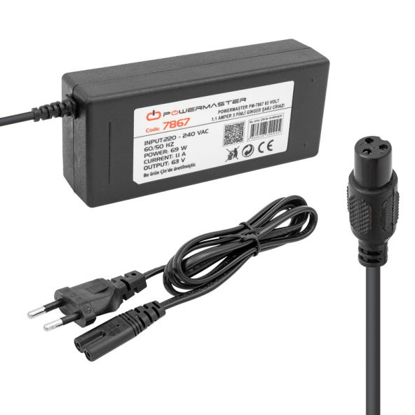 Powermaster PM-7867 63 Volt 1.1 Amper 3 Pinli Ginger Şarj Cihazı ürün görseli 1