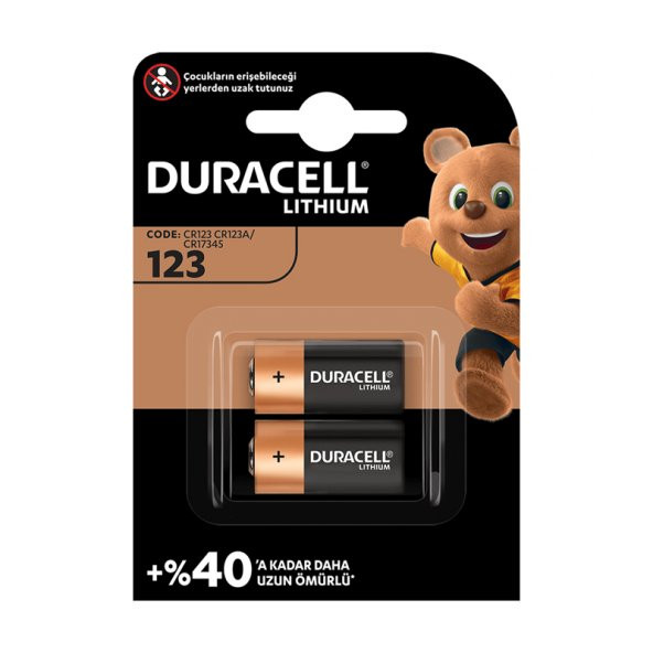 Duracell CR123 / CR123A / CR17345 3 Volt Lityum Pil (2'Li Paket) ürün görseli 1