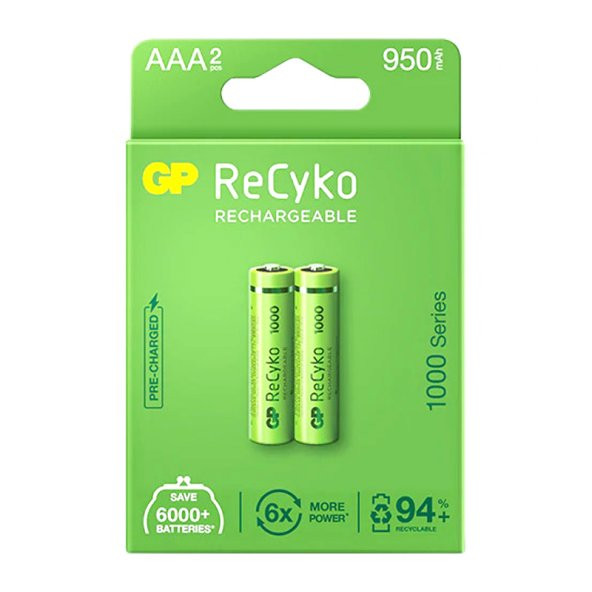Gp Recyko 950 Mah R03 AAA Şarjlı 2'Li Pil ürün görseli 1