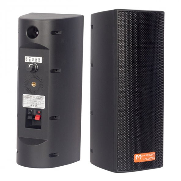 Magicvoice MV-26  2X7,5 Cm 50W 3 Yollu Siyah Sütun Hat Trafolu Hoparlör 2'Li Takım ürün görseli 1
