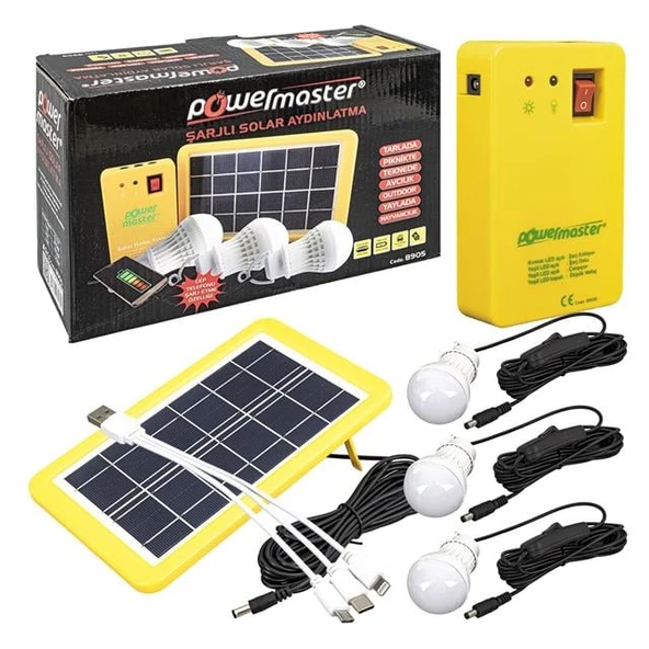 Powermaster Solar Aydınlatma Seti Çok Uçlu 3 Ampullü - Resim 4