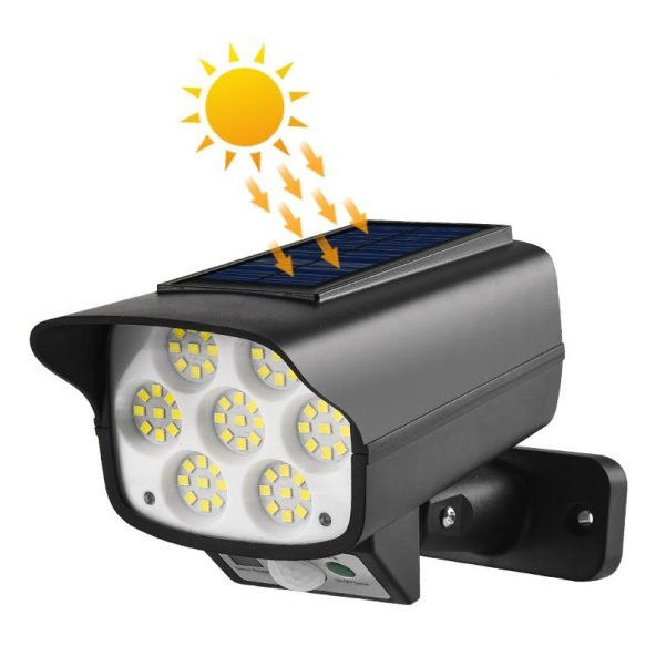 Powermaster SH-863A Kamera Görünümlü Hareket Sensörlü 63 Ledli Solar Lamba - Resim 2