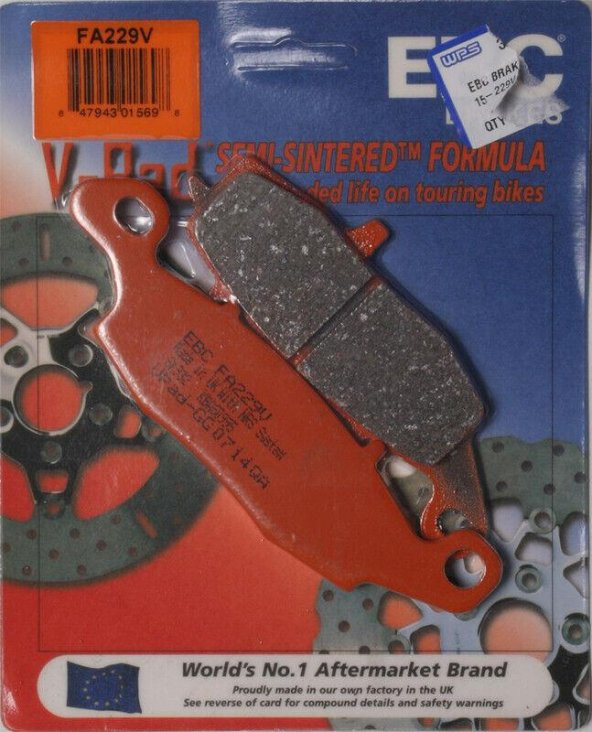 Ebc Fa229V 2006-2016 Kawasaki ER-6 N Uyumlu Ön Fren Balatası (Sol) Yarı Sinterli Balata ürün görseli 1