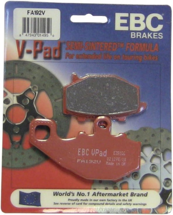 Ebc Fa192V 2006-2016 Kawasaki ER-6 N Uyumlu Arka Fren Balatası Yarı Sinterli Balata ürün görseli 1