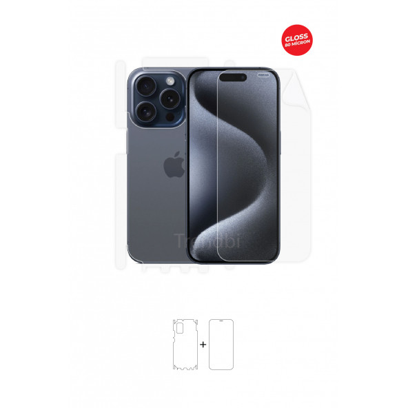 iPhone 15 Pro Full Body 360 Derece Ön Arka Ve Yan Koruyucu Tpu Film ürün görseli 1