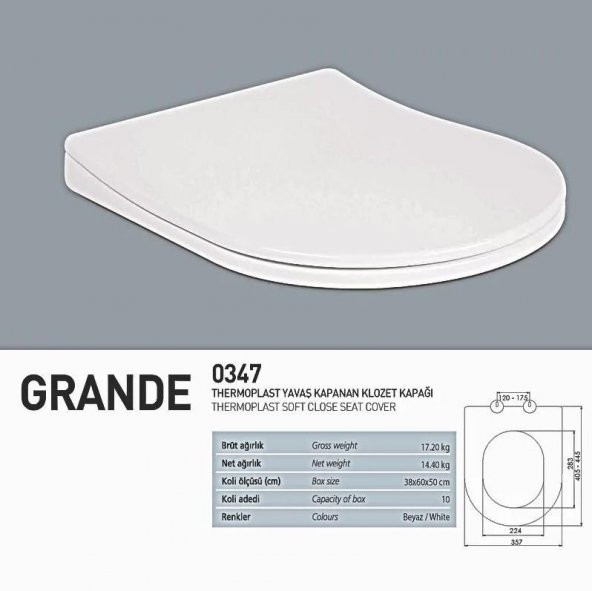 Nkp Yavaş Kapanan Klozet Kapağı Grande Thermoplast 0347 ürün görseli 1