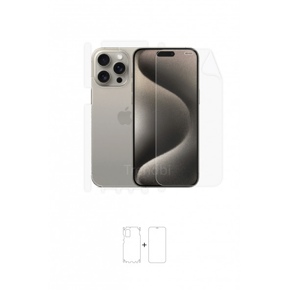 iPhone 15 Pro Max Full Body 360 Derece Tam Kaplama Poliüretan Film ürün görseli 1