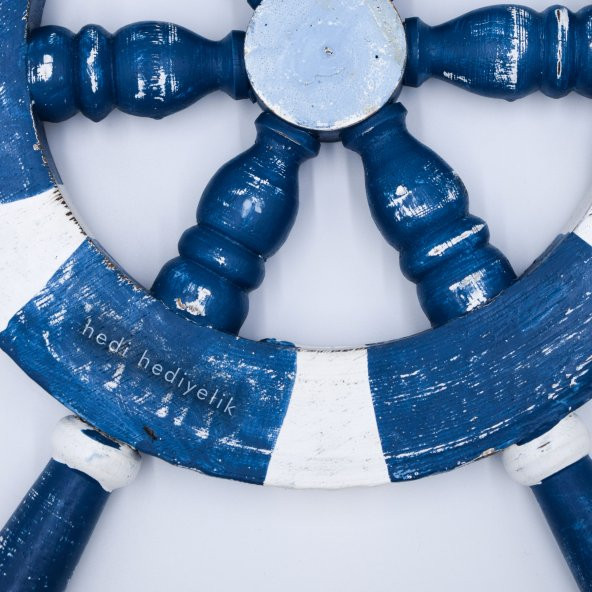 Ahşap Gemi Dümeni, 50 cm, Duvar Objesi, Dekoratif Hediye, Dümen - Resim 2