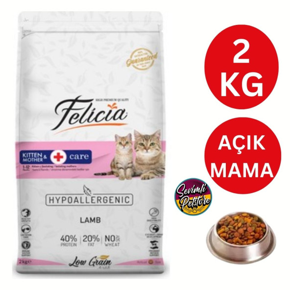 Felicia Düşük Tahıllı Kitten Kuzu Etli Yavru Kedi Maması 2 Kg AÇIK ürün görseli 1