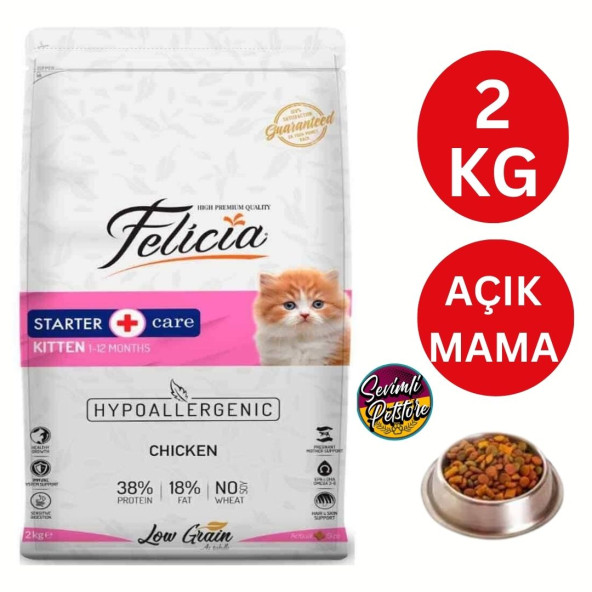 Felicia Az Tahıllı 2 Kg Açık Kitten Yavru Tavuklu Hypoallergenic Kedi Maması ürün görseli 1