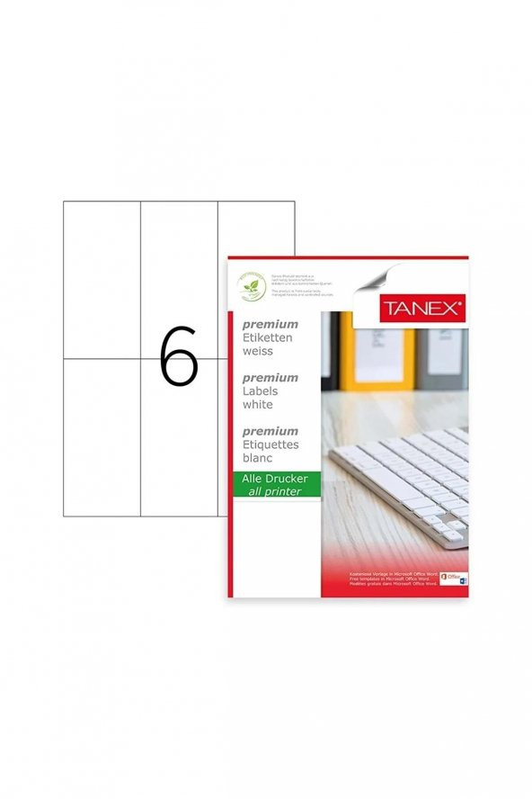Tanex Laser Etiket 100 Yaprak 70 x 148.5 MM Lazer Yazıcı Etiketi ürün görseli 1