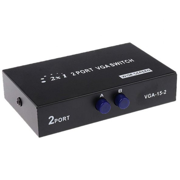 Powermaster PM-4263 2 Port Giriş 1 Çıkış Manuel VGA Splitter Toplayıcı Switch (2 PC 1 Ekran) ürün görseli 1