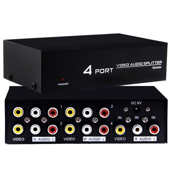 Powermaster AV-104 4 Port AV CVBS RCA Video Audio Splitter Çoğaltıcı Dağıtıcı ürün görseli 1