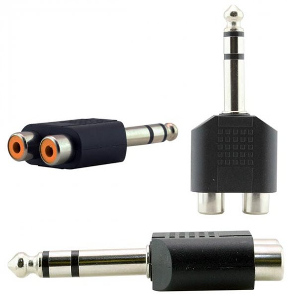 6.3 Mm Stereo Erkek - 2 Rca Dişi Çevirici Jack ürün görseli 1
