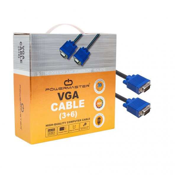Powermaster PM-4423 15 Pin Erkek/Erkek 15 Metre Vga Kablo ürün görseli 1