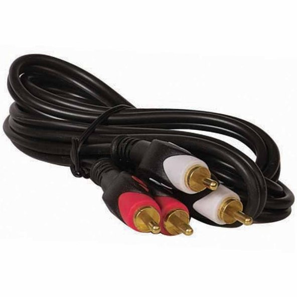 Powermaster PM-7774 Gold Uçlu 2 RCA - 2 RCA 1.5 Metre Siyah Ses Aktarım Kablosu ürün görseli 1