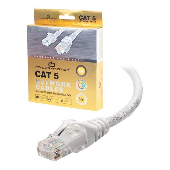 Powermaster Cat5 5 Metre RJ45 Patch Network Ethernet İnternet Kablosu ürün görseli 1